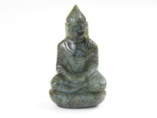 Socha Buddha z labradoritu 13 cm