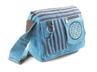 Kabelka z bavlny tyrkysová s lotosovým květem