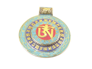 Tibetský přívěšek modrý velký 7 cm