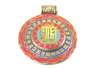 Tibetský přívěšek červený velký 7 cm