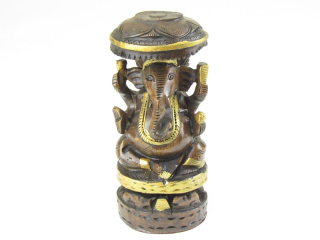 Hinduistický bůh Ganéš ze dřeva 15 cm