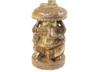 Hinduistický bůh Ganéš ze dřeva 7,5 cm