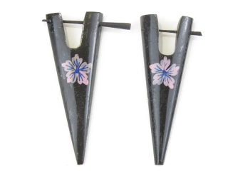 Indické náušnice s růžovou kytičkou (pár)