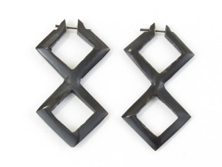 Indické náušnice černé kosočtverce (pár)