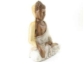 Socha malovaná Buddha ze dřeva  43 cm
