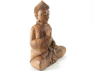 Buddha z Indonésie ze dřeva 34 cm