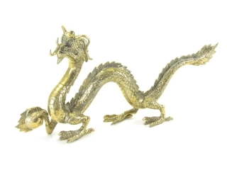 Kovový drak 60 cm žlutý