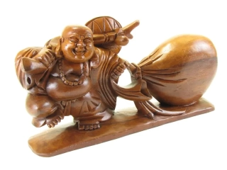 Budai dřevěný s pytlem 40 cm
