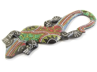 Ještěrka malovaná dřevěná 25 cm