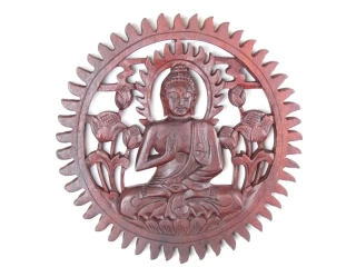 Nástěnná dekorace dřevěný Buddha 30 cm