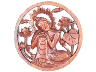 Nástěnná dekorace dřevěný Buddha 20 cm