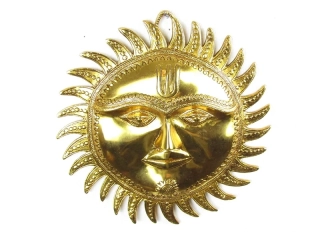 Slunce z kovu z Indie 27 cm žluté