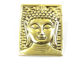 Buddha z kovu 10 cm žlutý