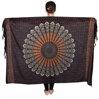 Pareo z Indie černá mandala 172 cm