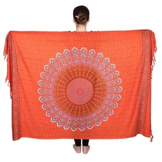 Pareo z Indie oranžové mandala 172 cm