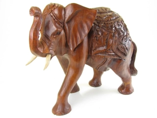 Dřevěný vyřezávaný slon 40 cm 2.jakost
